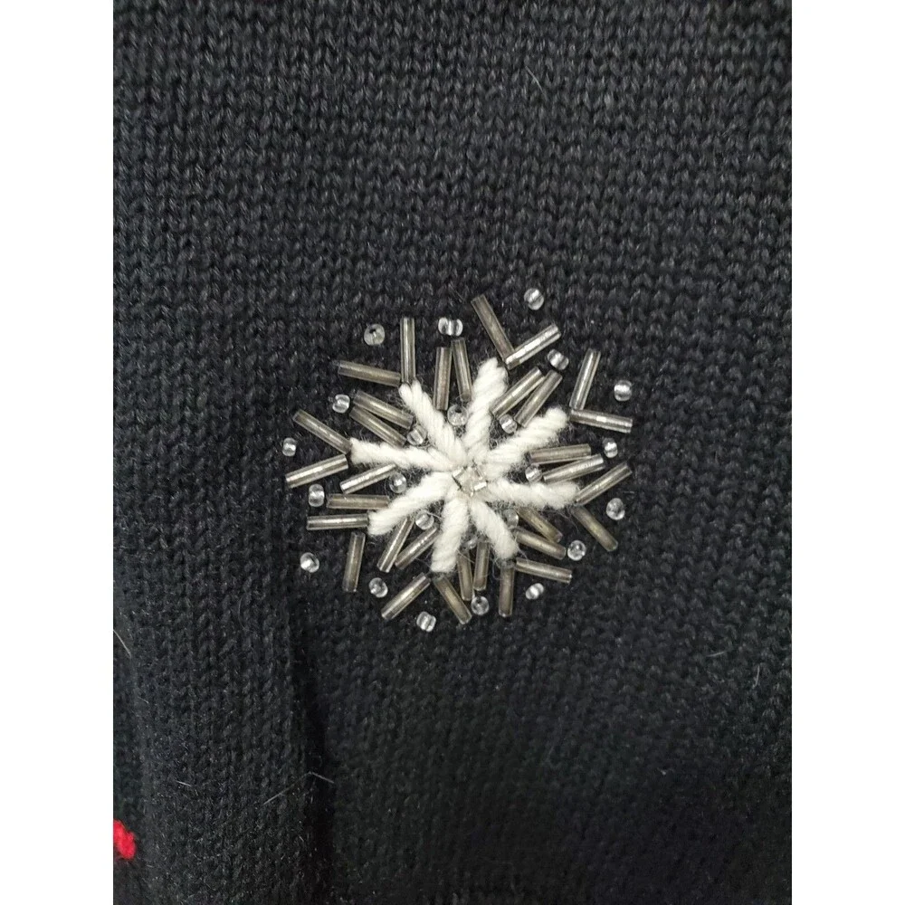 Susan Bristol Ramie/Cotton Scottie Dog Wreath Snowflake Christmas Sweater Sz XL - Picture 2 of 9